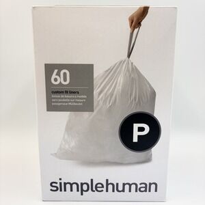 Simplehuman 50-60L Code P Custom Fit Trash Bag Liners 60ct Total 3pk Box